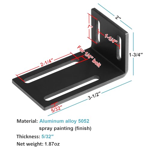 6 PCS Heavy Duty Aluminum Slotted L Bracket, Boat Fuel Tank Mounting Bracket, 3-1/2" x 2" x 1-3/4", 5/32" Thickness