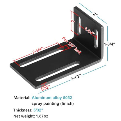 6 PCS Heavy Duty Aluminum Slotted L Bracket, Boat Fuel Tank Mounting Bracket, 3-1/2" x 2" x 1-3/4", 5/32" Thickness