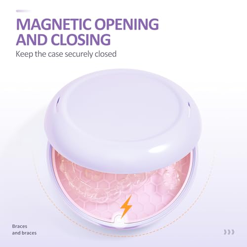 Orthodontic Retainer Case Aligner Mouth Guard Storage Box,Purple Pink - color: Purple Pink