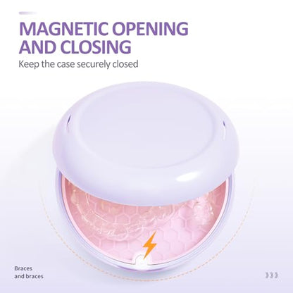 Orthodontic Retainer Case Aligner Mouth Guard Storage Box,Purple Pink - color: Purple Pink