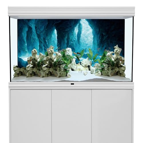 AWERT 48x24 inches Rock Cave Aquarium Background Rock Pillar Terrarium Background Cave Fish Tank Background