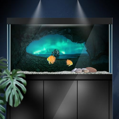 Aquarium Background Stickers - Aurora Cave Rock - Fish Tank Reptile Terrarium Decor Poster (60 x 40 cm / (23.6 x 15.7 inches))