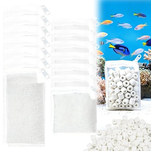 14 Pcs Aquarium Filter Bag, Extra Fine 100 Micron Media Bags for Aquarium, Filter Bags for Fish Tank for Activated Carbon (4” X 4” 3” X 8”)