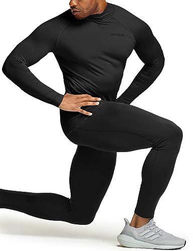 TSLA Men's Thermal Long Sleeve Compression Shirts, Mock/Turtleneck Winter Sports Running Base Layer Top - color: 2pack Black, size: 3X-Large