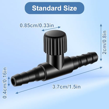20 Pcs Aquarium Control Valve - T Shaped Aquarium Air Valves for 3/16" (4mm) ID Airline Tubing - Single Way Control Valve for Fish Tank Accessories