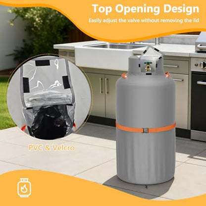 40lb Propane Tank Cover, Heavy-Duty Waterproof Outdoor Gas Cylinder Cover, All-Weather Dustproof, Fits Standard 40lb Tank Cylinder-13.4" Dia x29.3 H,Gray - color: Gray, size: 40lb