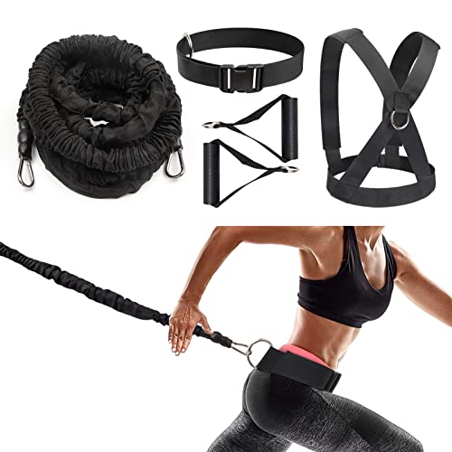 Resistance Running Training Bungee Band, Bungee Resistance Cord Set, Long Resistance Band, Lateral Movement Sprint Overspeed Training Fitness for Fast - color: Black Rope, size: 5M