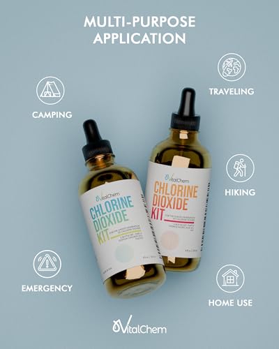 Chlorine Dioxide Kit | Glass Bottles with Droppers | Hydrochloric Acid 4-5% (HCl) and Sodium Solution | 8 oz Total