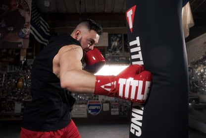 TITLE Boxing Inferno Intensity Lace Training Gloves - MMA, Kickboxing, Punching Bag, Sparring - 14, 16, 18oz - color: Red/White, size: 16 oz