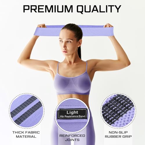 12 Pcs Fabric Resistance Bands for Working Out Non-Slip Booty Exercise Loop Bands for Women Men Glutes Hip Thigh Butt Yoga Pilates Fitness Gym, Light Medium Heavy - color: Lilac, style: Light Resistance
