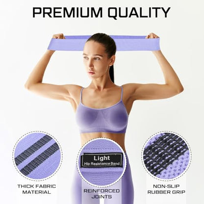 12 Pcs Fabric Resistance Bands for Working Out Non-Slip Booty Exercise Loop Bands for Women Men Glutes Hip Thigh Butt Yoga Pilates Fitness Gym, Light Medium Heavy - color: Lilac, style: Light Resistance