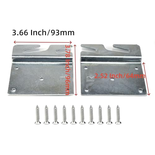 Mcredy 4 Pcs Heavy Duty Wood Bed Rail Hooks Plates Universal Bed Frame Hooks for Frame Brackets Headboard Footboard Replacement Parts with Screws - size: Silver,4 PCS