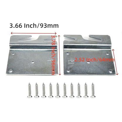 Mcredy 4 Pcs Heavy Duty Wood Bed Rail Hooks Plates Universal Bed Frame Hooks for Frame Brackets Headboard Footboard Replacement Parts with Screws - size: Silver,4 PCS