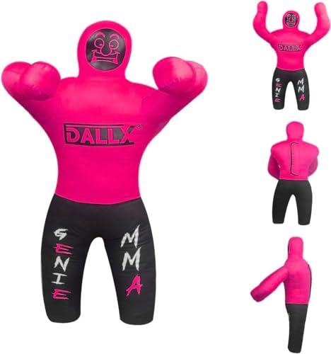 DALLX Kids Grappling Dummy for Fitness Training Practice Wrestling Judo Karate MMA Punching Dummy for Kids Jiu-Jitsu - UNFILLED - color: Pink