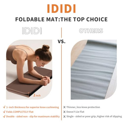 Foldable Exercise Pad Extra Thick 1.2" x 14" x 24" - color: Dark brown+black