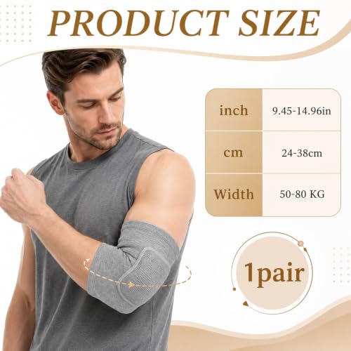 1Pair Arm Brace Pads, Elbow Protector with Thicken Sponge Pad Breathable - color: Gray