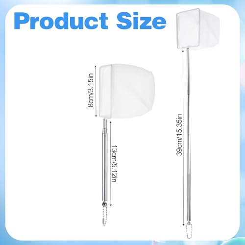 2 Pcs Small Fish Tank Shrimp Net, Stainless Steel Extendable Handle Aquarium Net, Fine Nylon Mesh, Square Debris Skimming Nets for Pond and Aquarium