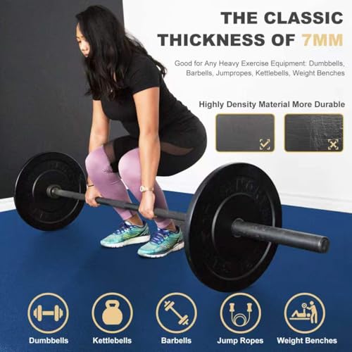 GXMMAT Extra Large Exercise Mat 16'x6'/12'x6'/10'x6'/8'x6'(7mm) - color: Navy Blue, size: 6*12 FT
