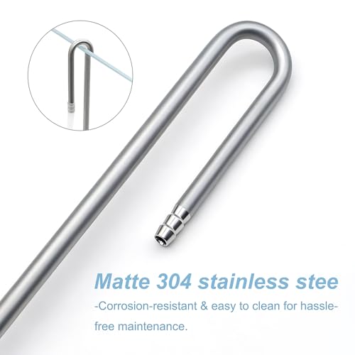 LINLAN 15.75in 304 Stainless Steel CO₂ Diffuser, Frosted Matte Material(One-Piece Molding), Equipped with Silicone Suction Cup + Replacement Diffusion Disc, Suitable for Rimless Planted Aquariums - size: 15.75in