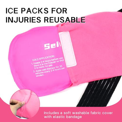 Ice Packs for Injuries Reusable Gel 2 Hot Cold Compress Therapy Pack - color: Hot Pink, size: Large 12 x 6 Inch
