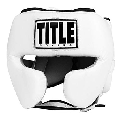 TITLE Boxing Leather Sparring Headgear - MMA & Muay Thai Protection - color: White, size: Standard