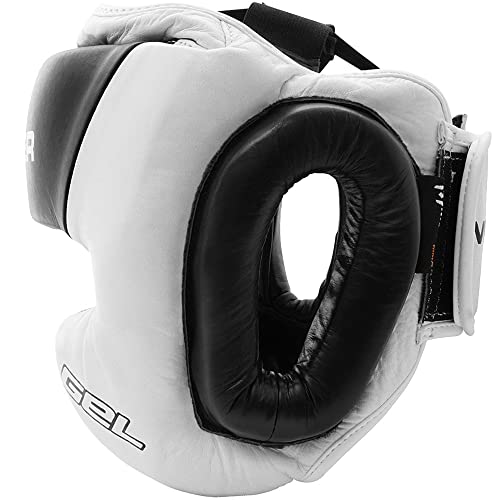 Meister Gel Full-Face Training Head Guard for MMA, Boxing & Muay Thai - White/Black - XX-Large