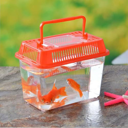 Plastic Turtle Fish Tank Pet Fish Tank Small Aquarium Plastic Goldfish Aquarium Habitat Acrylic Reptile cage reptisoil terrariums Handheld Feeding Box Household - size: 13x9cm