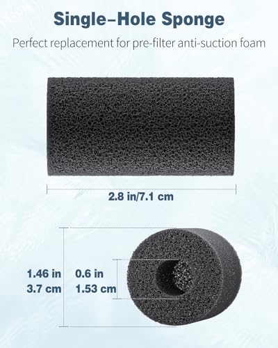 Pawfly 12 Pack Pre-Filter Sponge, 0.6" Aquarium Intake Filter Sponge Foam Cover Rolls for Small Fish Shrimp Fry Fish Tank Covers Accessories