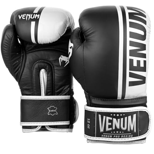 Venum Shield Pro Boxing Gloves - color: Black/White, size: 14oz, style: Hook and Loop