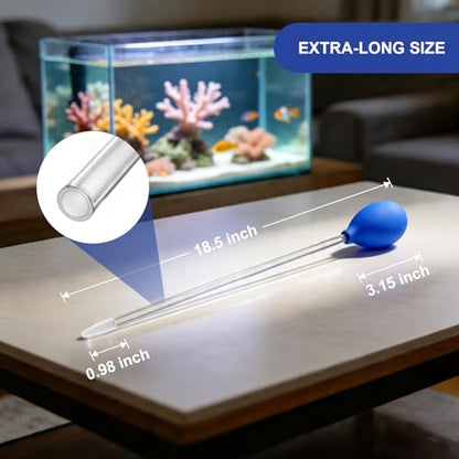 18.5" Coral Food Feeder Pipette for Axolotl Tank, Long Aquarium Spot Feeding Tube for Reef Marine Fish, Aquatic Plant Fertilizer Syringe, Fish Tank Accessories, 2 Pcs