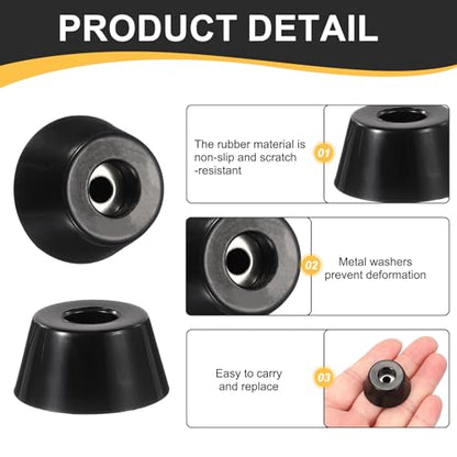 HARFINGTON 8Pcs Anti Vibration Rubber Feet 1.2"L x 0.9"W x 0.6"H 0.2"Dia Isolator Rubber Bumper Air Compressor Foot Pads for Generators Pressure Washers, Black