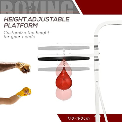 2 in 1 Punching Bag Stand, Adjustable Height Heavy Bag Stand with Weighted Base and Speed Bag, Freestanding for Home Gym