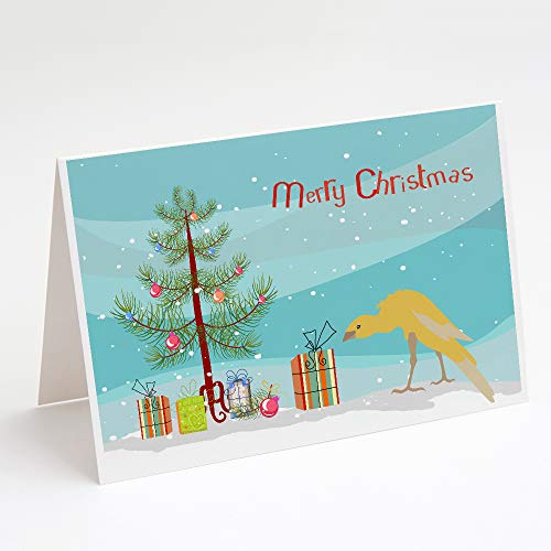Caroline's Treasures CK4477GCA7P Belgian Hunchback Canary Merry Christmas Greeting Cards and Envelopes Pack of 8 Blank Cards with Envelopes Whimsical A7 Size 5x7 Blank Note Cards - style: Birds - Belgian Hunchback