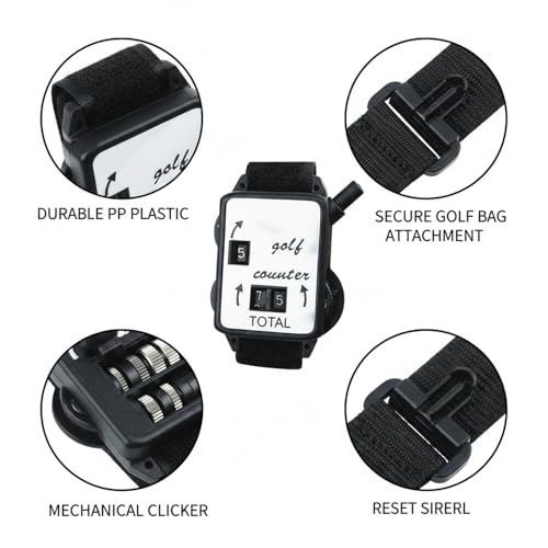Manual Golf Stroke Counter, Mechanical Clicker Tally for Score Tracking, Durable PP Plastic with Bag Clip, Black
