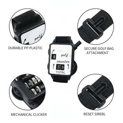 Manual Golf Stroke Counter, Mechanical Clicker Tally for Score Tracking, Durable PP Plastic with Bag Clip, Black
