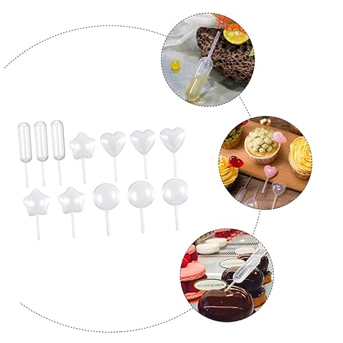 PRETYZOOM 200pcs Cupcake Pipettes for Transparent Dropper for Injecting Flavors into Desserts for Baking and Cooking Assorted Shapes Included