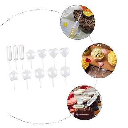PRETYZOOM 200pcs Cupcake Pipettes for Transparent Dropper for Injecting Flavors into Desserts for Baking and Cooking Assorted Shapes Included