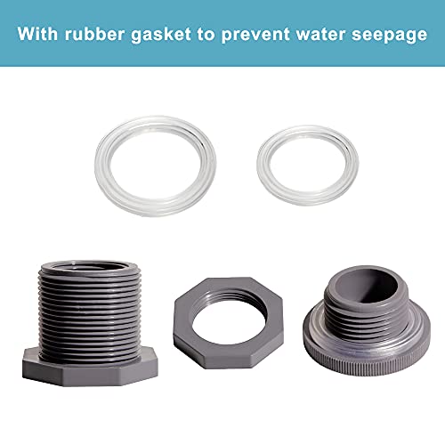 3/4 Inch PVC Bulkhead Water Tank Connector Adapter Fitting with Plugs Thru-Bulk Pipe Fitting for Rain Barrels, Aquariums, Ponds(Set of 3) - size: 3/4"-3pcs