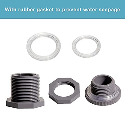 3/4 Inch PVC Bulkhead Water Tank Connector Adapter Fitting with Plugs Thru-Bulk Pipe Fitting for Rain Barrels, Aquariums, Ponds(Set of 3) - size: 3/4"-3pcs