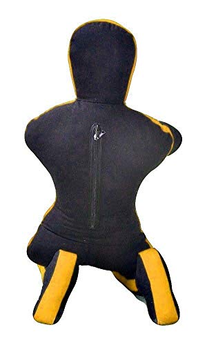 PGS MMA Brazilian JIU Jitsu Wrestling Dummy for Grappling Submission Mixed Martial Arts MMA Training Punching Throwing Boxing Bag Karate Judo Self Defense UNFILLED - color: Black Yellow, size: 5FT (59 Inches)