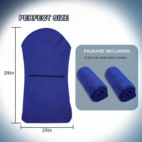Car Seat Towel Cover, 2pcs Universal Front Seat Protector for Cars, SUVs and Trucks, Sweat Towel Car Seat Cover for Gym, Yoga, Swimming, Pets and Family Travel, Blue - color: Blue