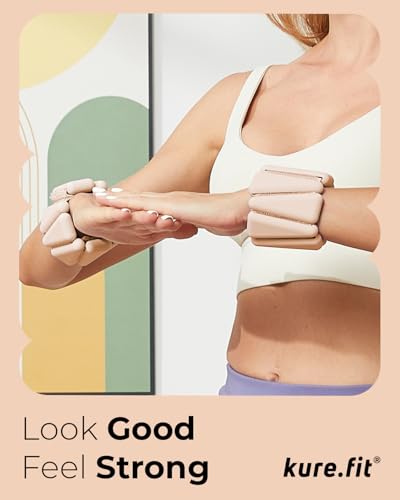 Pilates Wrist & Ankle Weights | Adjustable Weighted Bangles | 1LB/2LB Each - color: Sand, size: 1 LB