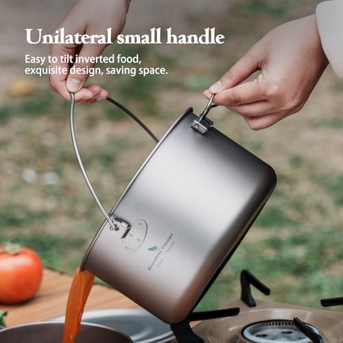 Boundless Voyage Titanium Hanging Pot for Outdoor Camping Backpacking Hiking Ultralight Portable Cooking Pot Camp Kitchen Cookware 1300ML/1950ML/2900ML - color: 1300ml (44 fl oz)