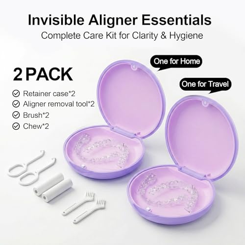 2 Pack Retainer Case, Aligner Case Compatible with Invisalign - color: 2 Pack - Purple