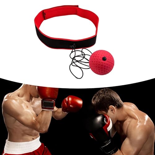 Boxing Reflex Ball Exercise Set Adjustable Headband Punch Training Game Ball on String Reaction Speed Suitable for Kids Adults Home Gym Workout, Red Black