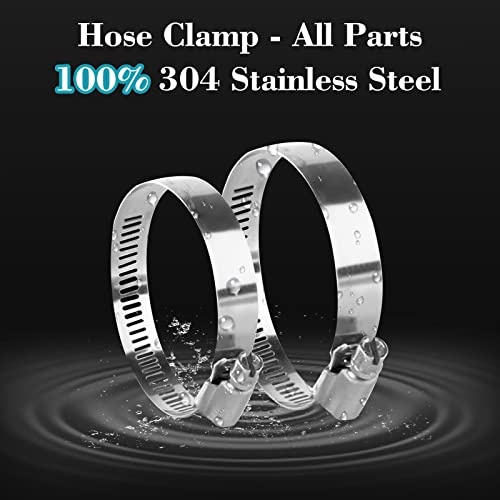 Hose Clamp, Stainless Steel Hose Clamps 1 Inch to 2 Inch, Large Adjustable Worm Gear Hose Clamps Assortment Kit Hose Pipe Tool for Fuel Line, Plumbing, Automotive Mechanical, 10 PCS Hose Clamp Set