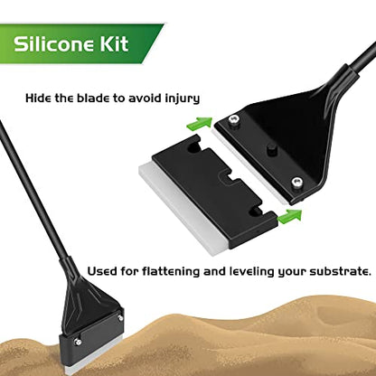 24.5’’ Professional Algae Scraper, Aquarium Blade Cleaner with 10 Pcs Replaceable Blades Stubborn Algae, Suitable for Water Tank Size Above 30 Gallons