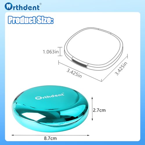 Fashion Solid Orthodontic Aligner and Retainer Case with Inside Mirror, Special Magnetic Closure +1 Pcs Aligner Remover Hook +1Pcs Brush (Blue) - color: Blue