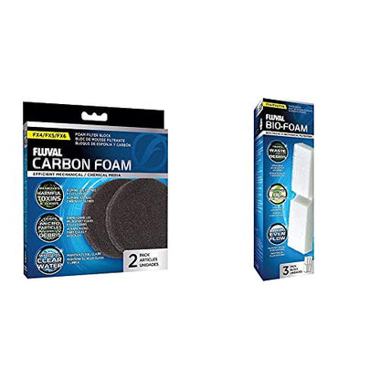 Fluval FX4/FX5/FX6 Aquarium Filter Media Bundle, Carbon Foam and Foam Pads, Replacement Filter Media - style: Filter Foam Block + Carbon Foam Pad