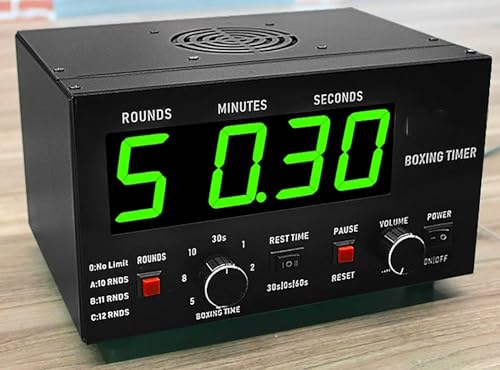 McbeAn Classic Boxing Interval Timer, Professional Gym Timer with 1-12 Challenge Rounds and Adjustable Buzzer Alarm, 30S-10min Training and 0/30/60S Rest Time, Cycle Repetitions, for MMA/Kickboxing - color: Green